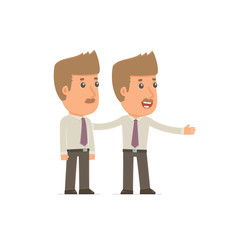 Active Character Broker making presentation of his product to th