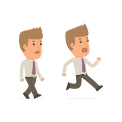 Funny and Cheerful Character Broker goes and runs