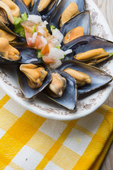 cooked mussels and vegetables
