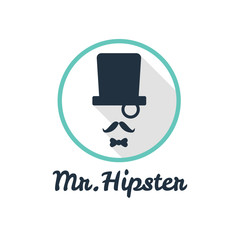 Vector modern flat hipster face logo for clothes shop or cafe, bar
