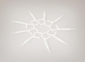 White dental floss sticks, personal hygiene
