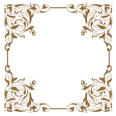 Vintage baroque frame scroll ornament engraving border floral retro pattern antique style acanthus foliage swirl decorative design element filigree calligraphy vector