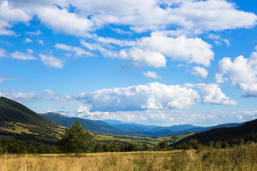 Fantastic mountain landscape. Hot sunny summer day