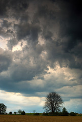 Fototapeta na wymiar Dark Clouds abouve the field