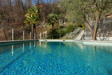 architecture, swimming pool of a modern house, outdoor