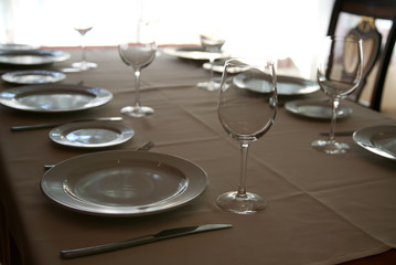 table setting in restaurant Cutlery backlit