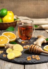 Ginger tea and ingredients