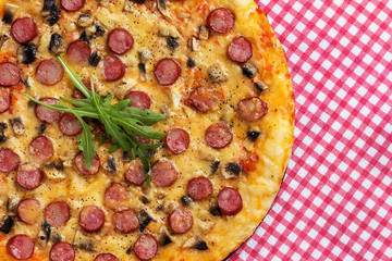 Homemade Pizza with hunter sausages