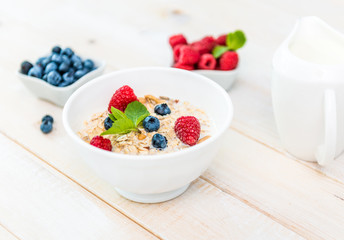 delicious breakfast with muesli