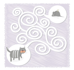 very easy maze game for kids with a cartoon cat and a mouse toy 