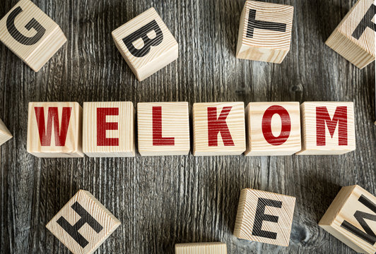 Wooden Blocks with the text: Welcome (in Dutch)