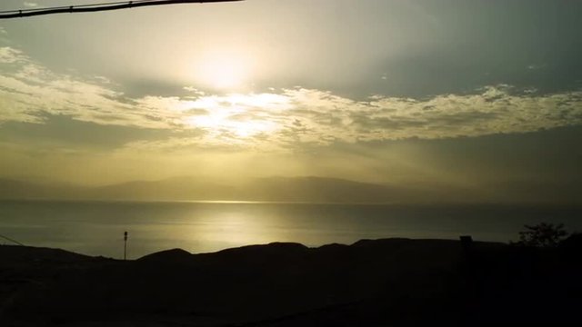 Royalty Free Stock Video Footage panorama of dawn at the Dead Sea shot in Israel at 4k with Red.