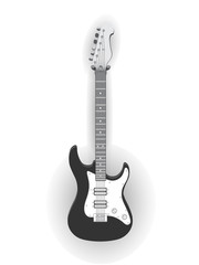 Black and white electric guitar. electric guitar. vector illustration