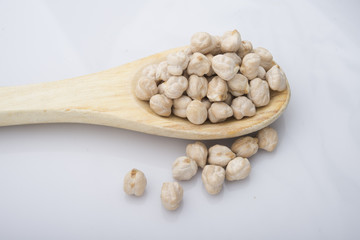 chickpeas on white background