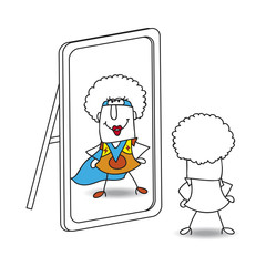 The mirror and funky supergirl