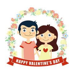 happy valentine's day card, couple lover, vector illustration