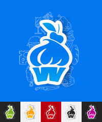 cake paper sticker with hand drawn elements