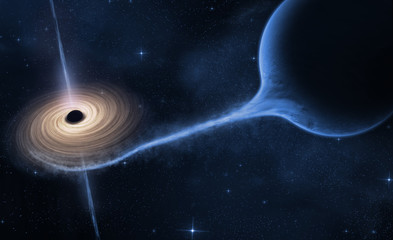 Obraz premium Black hole and a planet