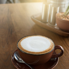 coffee cup on wood table