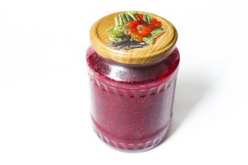 Pot with raspberry jam