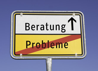 Obraz premium Ortsschild Probleme Beratung