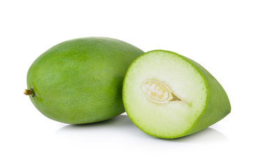 green mango on white background