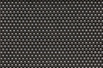 Carbon steel ball bearings laid out in uniform order