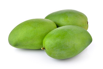 green mango on white background