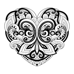 Vector Decorative Monochrome Abstract Heart