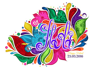 Vector Happy Holi Template with Multicolor Colorful Stains on Wh