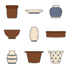 Hand drawn flowerpots