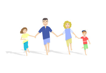 Obraz premium Running Family on white background. Vector illustration.
