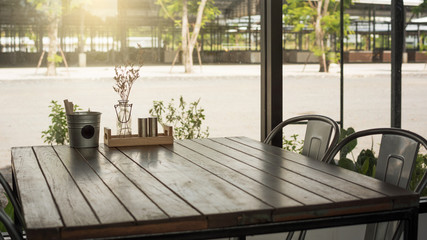 table and chairs in coffee shop