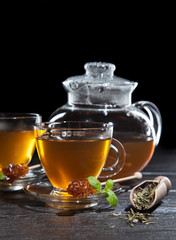 Cup of tea on dark background