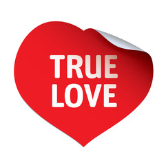 Red vector sticker and Heart TRUE LOVE