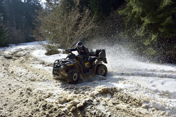 Bretcu, Romania - February 28: Pall Andor training whit an can-am quad