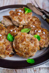 Fried pork meatballs on a plate