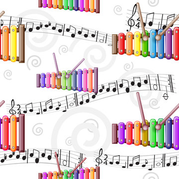 Rainbow colored toy xylophone pattern