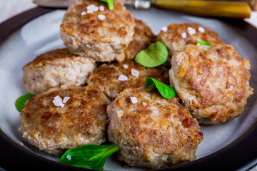 Fried pork meatballs on a plate