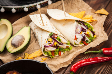 Tortilla with a mix of ingredients