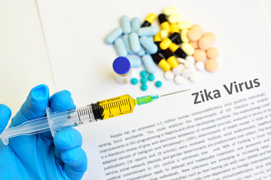 Syringe with drugs for Zika virus treatment
