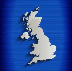 United Kingdom map blue line 3D vector Britain