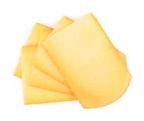 Gordijnen Raclette cheese isolated on white background © azure
