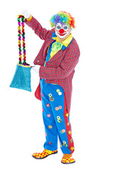 Portrait of a clown isolated on white background