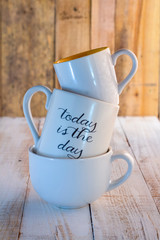 three stacked coffee cups