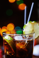 strong alcohol cocktail or lemonade with decoration.