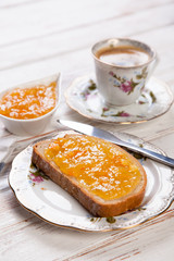 Slices of bread with jam