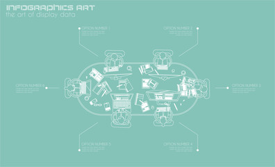 Infographic teamwork and brainstorming with Flat style