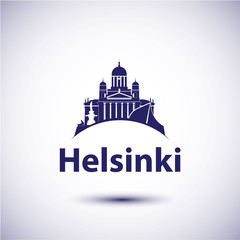 Helsinki City skyline silhouette. Vector illustration. Simple flat concept for tourism presentation, banner, placard or web site. Business travel concept. Cityscape with landmarks