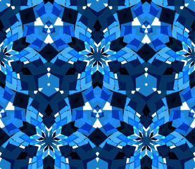 Blue kaleidoscope seamless pattern. Seamless pattern composed of color abstract elements. Vector illustration. - 100447779